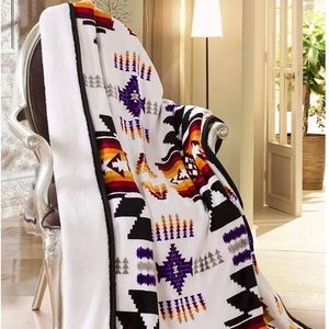 Western Aztec Sherpa Throw Blanket